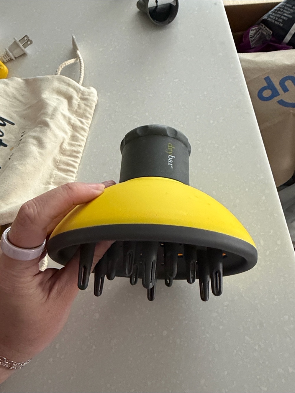 Drybar Yellow and Gray Diffuser Hair Attachment